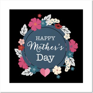 Happy Mother Day Heart Flower Posters and Art